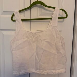 AYR White linen Sleeveless Crop Top